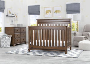 Delta Children Antique Chestnut (2100) Franklin 4-in-1 Convertible Crib (W337650) Room View, c1c 2