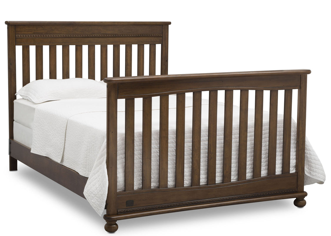 Delta Children Antique Chestnut (2100) Franklin 4-in-1 Convertible Crib (W337650) Front Facing Silo, c1cDelta Children Antique Chestnut (2100) Franklin 4-in-1 Convertible Crib (W337650) Full Bed Conversion, c6c