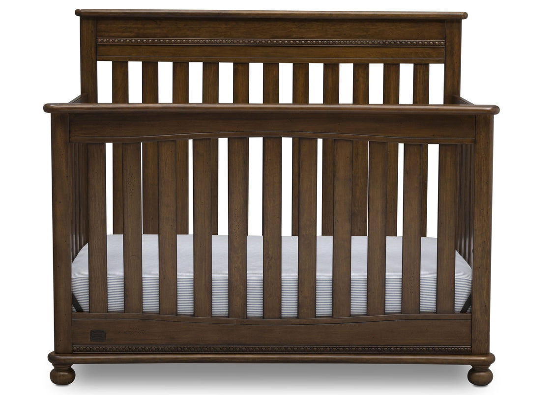 Delta Children Antique Chestnut (2100) Franklin 4-in-1 Convertible Crib (W337650) Front Facing Silo, c2c