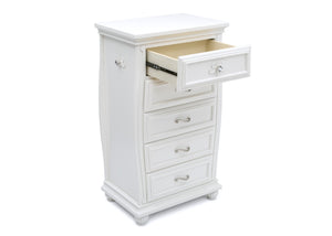 Simmons Kids Bianca White (130) Fairytale 5 Drawer Chest, Right Silo View with Open Drawer 4