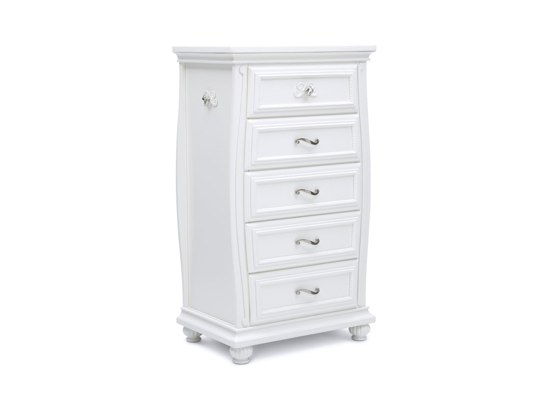 Simmons Kids Bianca White (130) Fairytale 5 Drawer Chest, Right Silo View