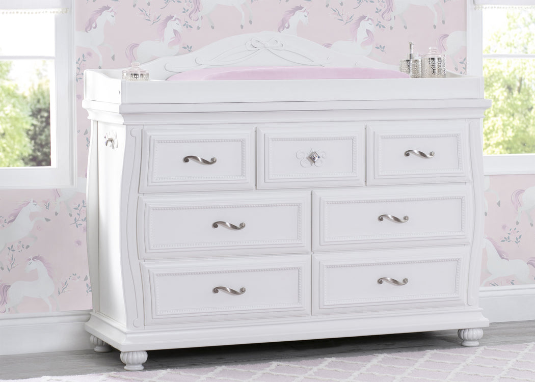 Simmons Kids Bianca White (130) Fairytale 7 Drawer Dresser with Changing Top, Hangtag View