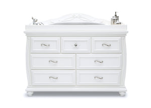 Simmons Kids Bianca White (130) Fairytale 7 Drawer Dresser with Changing Top, Front Silo View 3