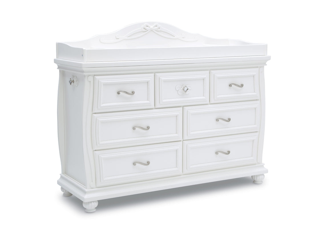 Simmons Kids Bianca White (130) Fairytale 7 Drawer Dresser with Changing Top, Right Silo View
