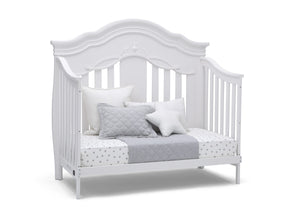 Simmons Kids Bianca White (130) Fairytale 5-in-1 Convertible Crib with Conversion Rails, Right Day Bed Silo View 5