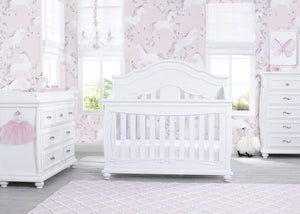 Simmons Kids Fairytale 5-in-1 Convertible Crib with Conversion Rails Bianca White (130), Room View 2