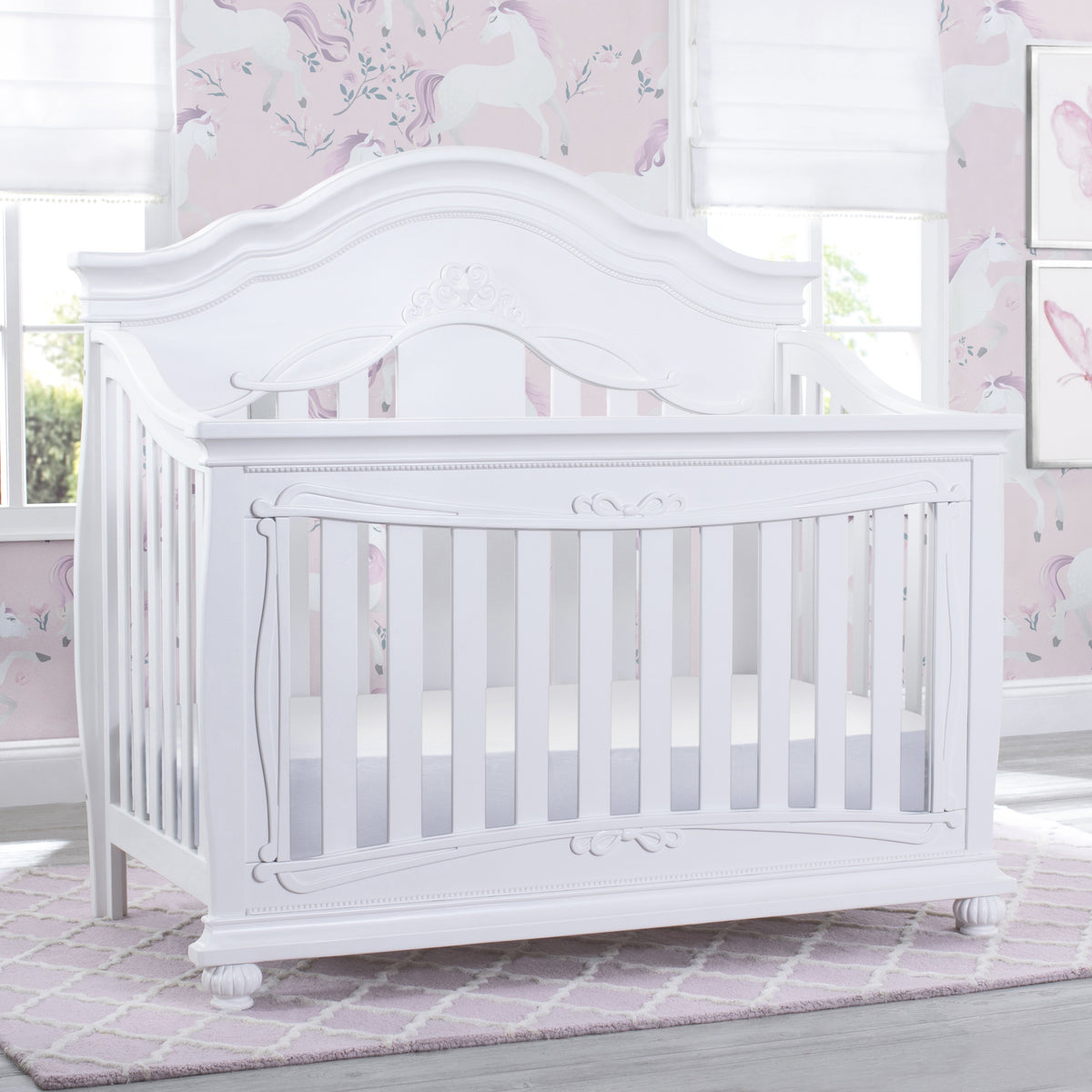 Simmons Kids Fairytale 5-in-1 Convertible Crib with Conversion Rails Bianca White (130)