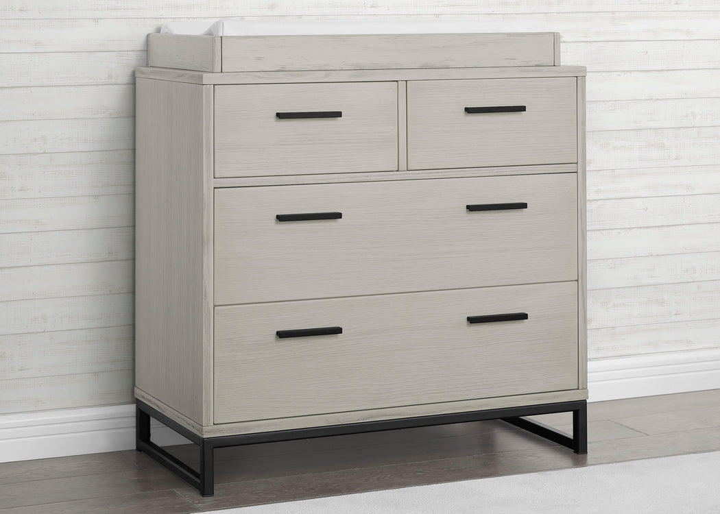 Foundry 4 Drawer Dresser with Changing Top Rustic Mist with Matte Black (1395)