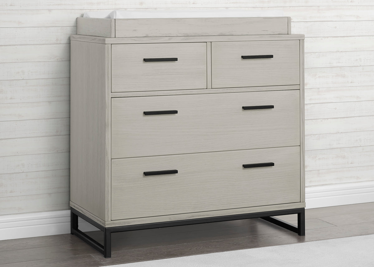 Foundry 4 Drawer Dresser with Changing Top Rustic Mist with Matte Black (1395)