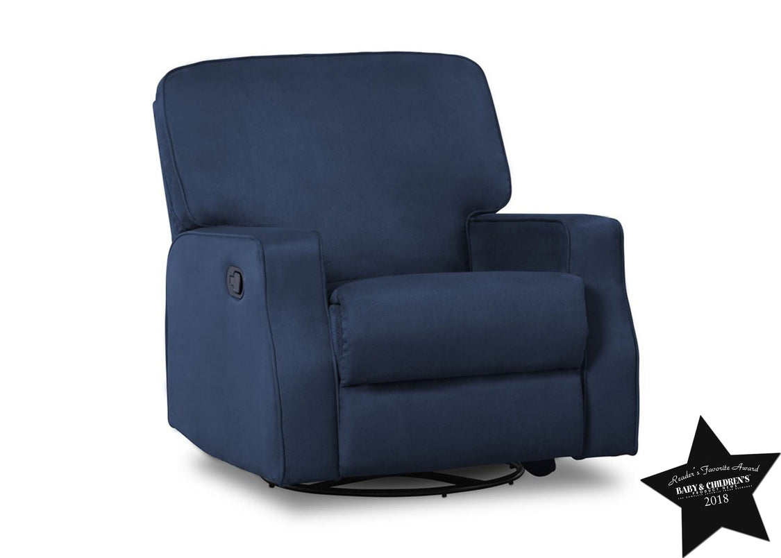 Delta Children Navy (467) Carson Nursery Recliner Swivel Glider Chair (W3520210C), With Seal, b5b