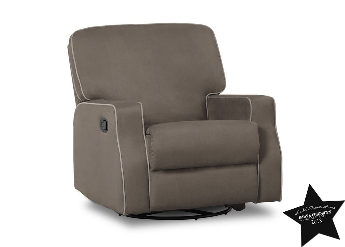Delta Children Graphite with Dove Welt (944) Carson Nursery Recliner Swivel Glider Chair (W3520210C), With Seal, c5c