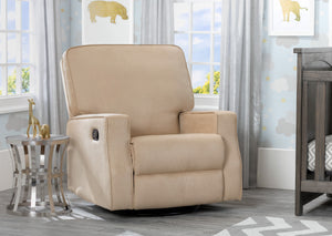Delta Children Beige (276) Carson Nursery Recliner Swivel Glider Chair (W3520210C), Hangtag, a1a 10