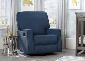Delta Children Navy (467) Carson Nursery Recliner Swivel Glider Chair (W3520210C), Hangtag, b1b 15