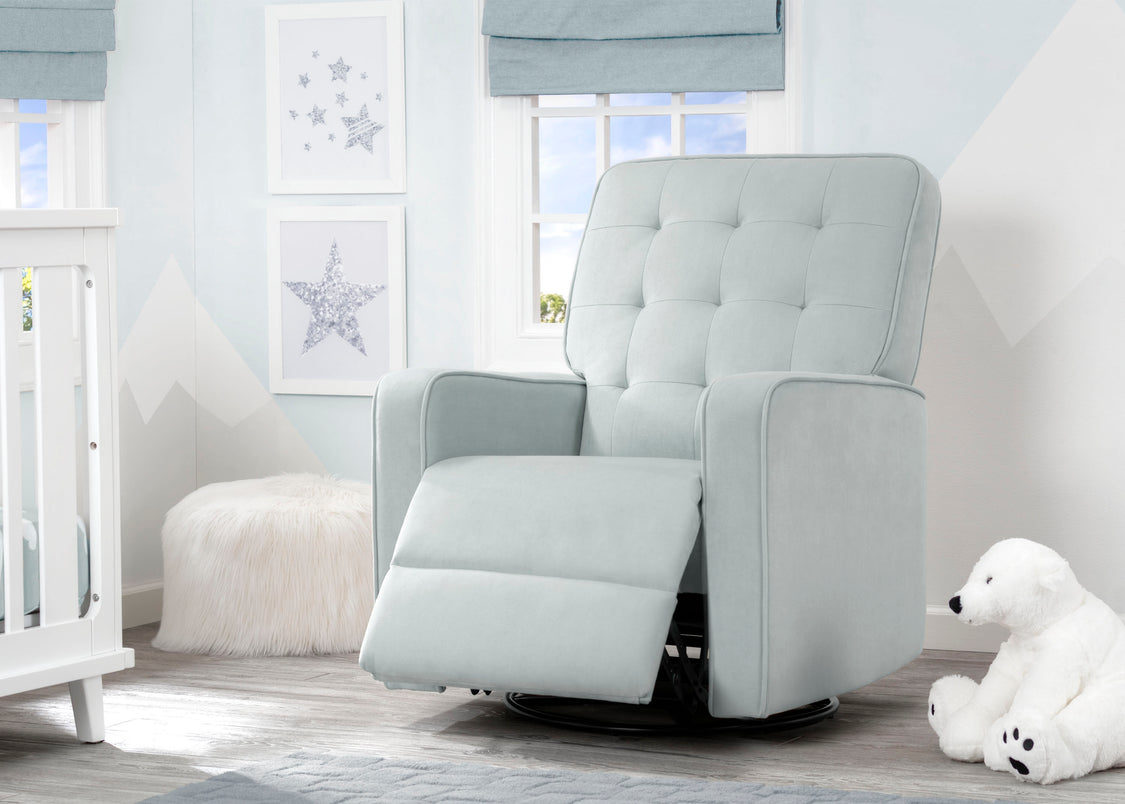 Delta Children Mist (934) Graham Nursery Glider Swivel Recliner, Room Reclined View