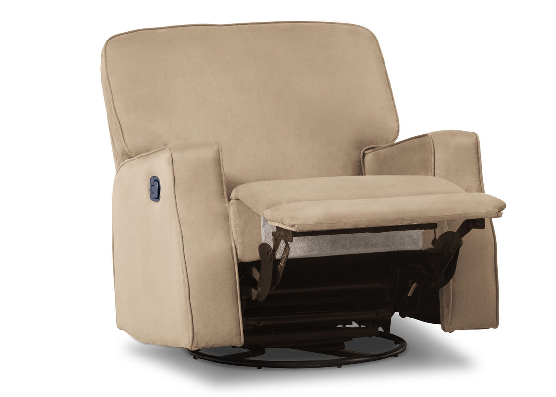 Delta Children Beige (276) Charlie Nursery Recliner Swivel Glider Chair (W2520210C), Silo Reclined, a4a