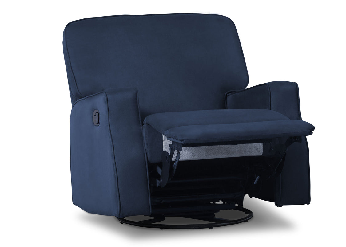 Delta Children Navy (467) Charlie Nursery Recliner Swivel Glider Chair W2520210C, Silo Reclined, b4b
