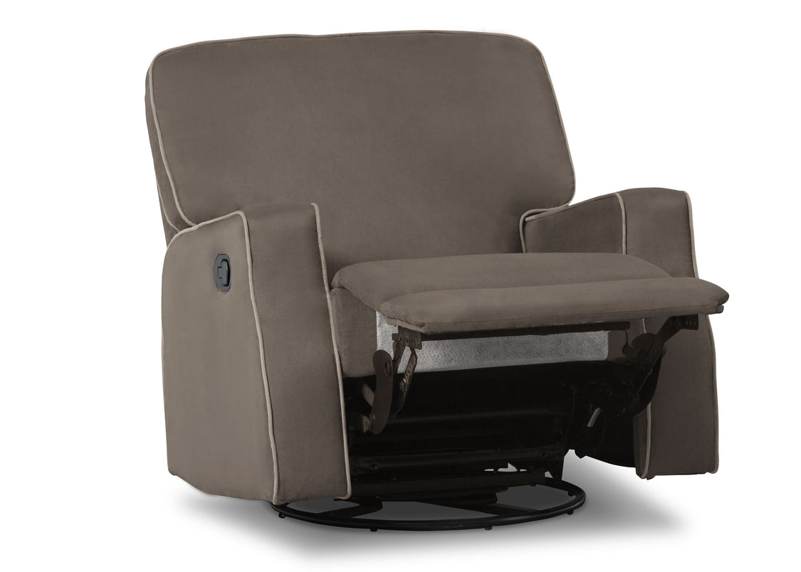 Delta Children Graphite with Dove Welt (944) Charlie Nursery Recliner Swivel Glider Chair W2520210C, Silo Reclined, c4c