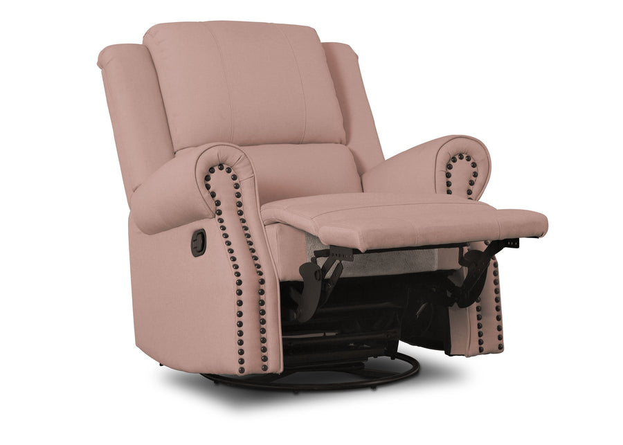 Delta Children Blush (636) Dexter Nursery Recliner Swivel Glider Chair (W2524310C), Reclined, a4a 4-Dexter Nursery Recliner Swivel Glider Chair