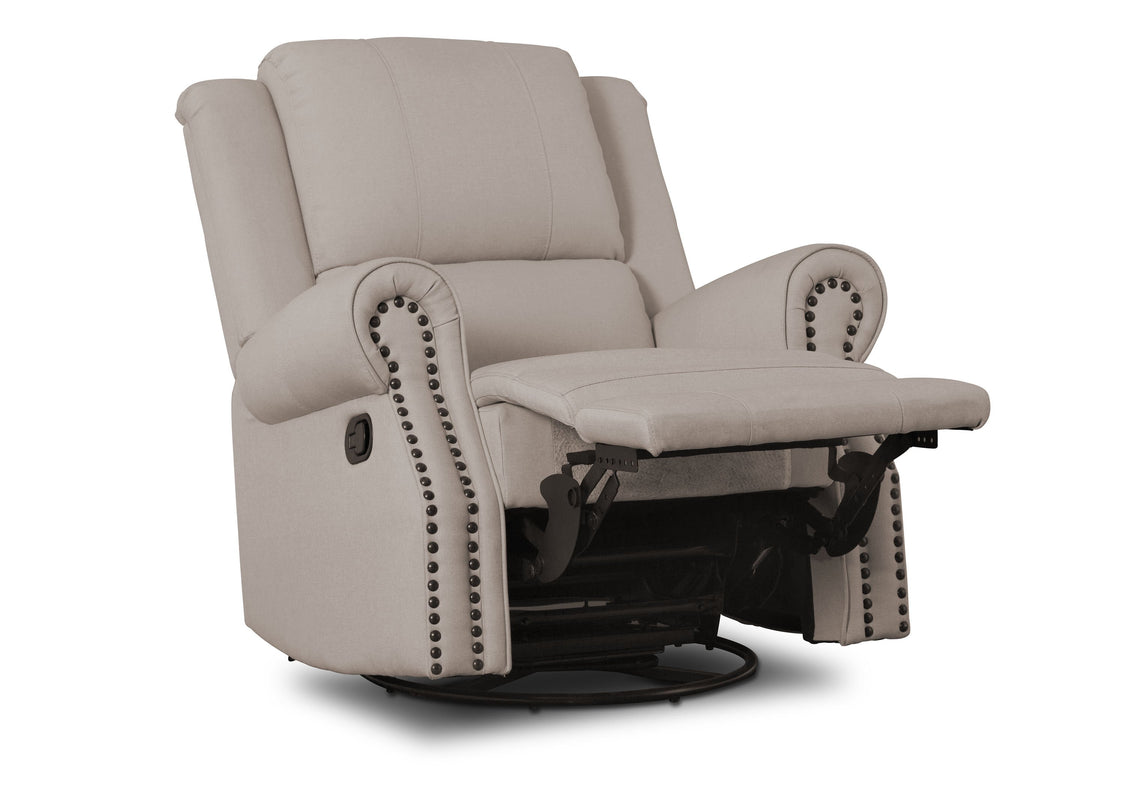 Delta Children Flax (710) Dexter Nursery Recliner Swivel Glider Chair (W2524310C), Reclined, b4b