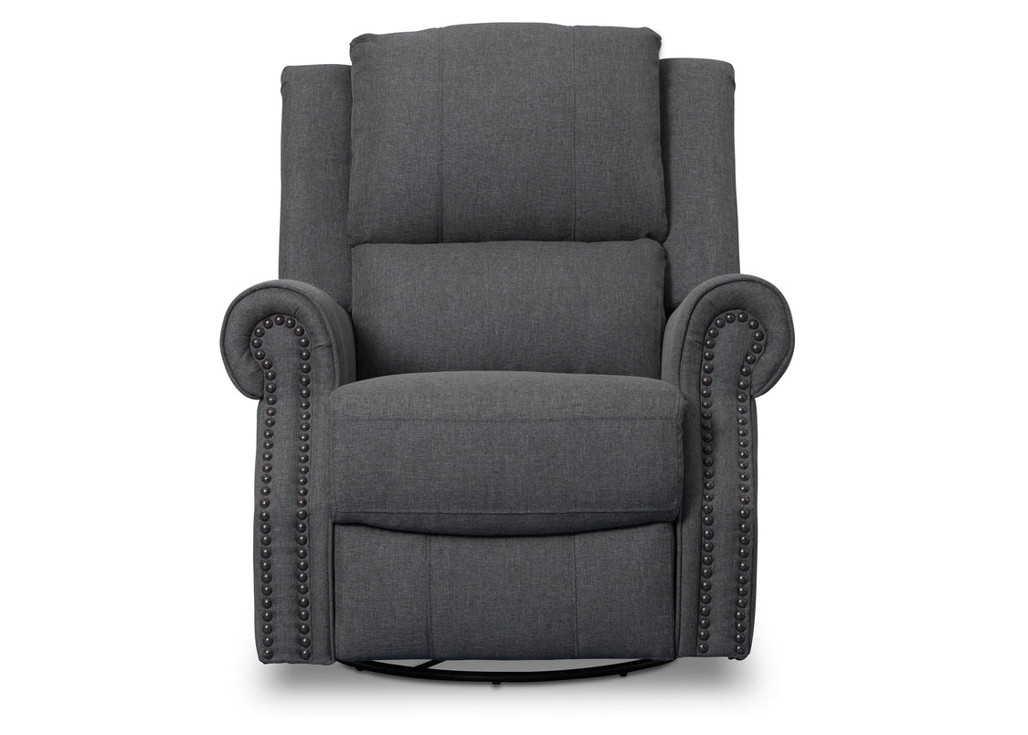 Delta Children Charcoal (931) Dexter Nursery Recliner Swivel Glider Chair (W2524310C), Front View, c3c