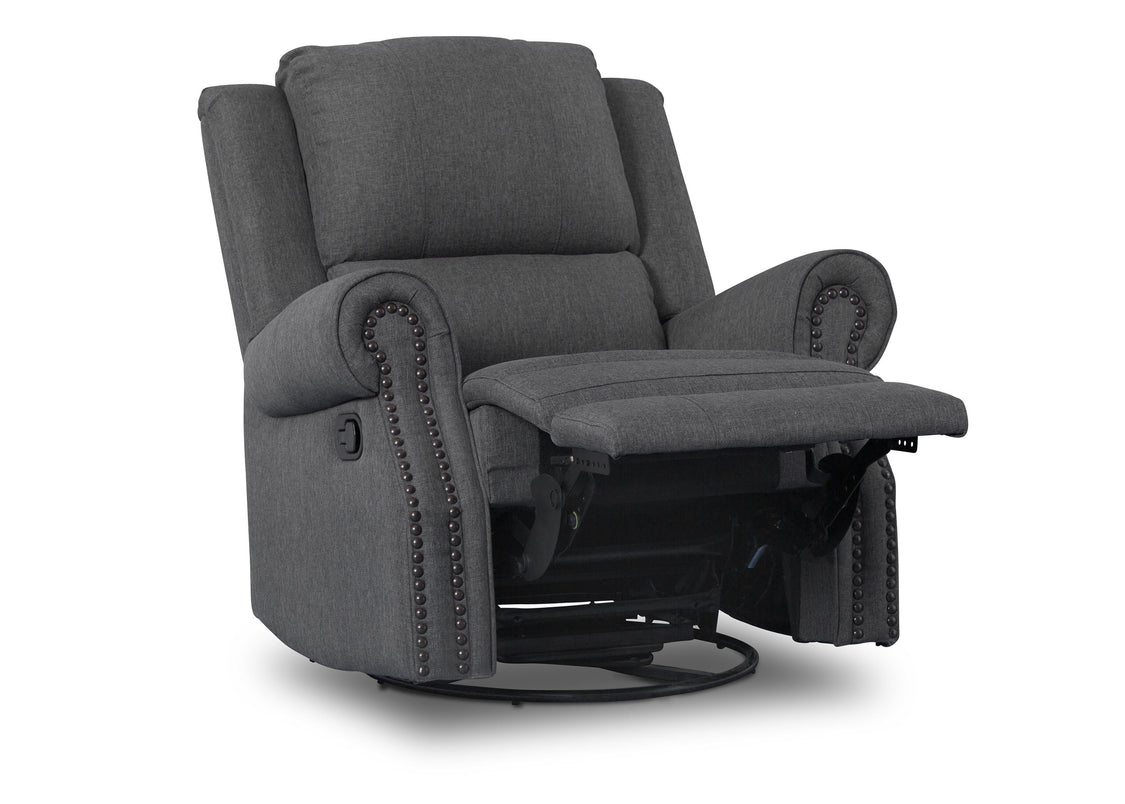 Delta Children Charcoal (931) Dexter Nursery Recliner Swivel Glider Chair (W2524310C), Reclined, c4c