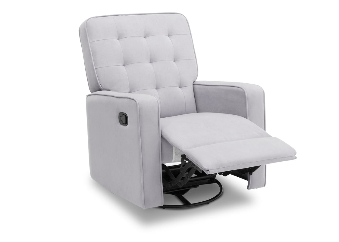 Delta Children Linen (150) Garrison Nursery Glider Swivel Recliner, Right Reclined Silo View