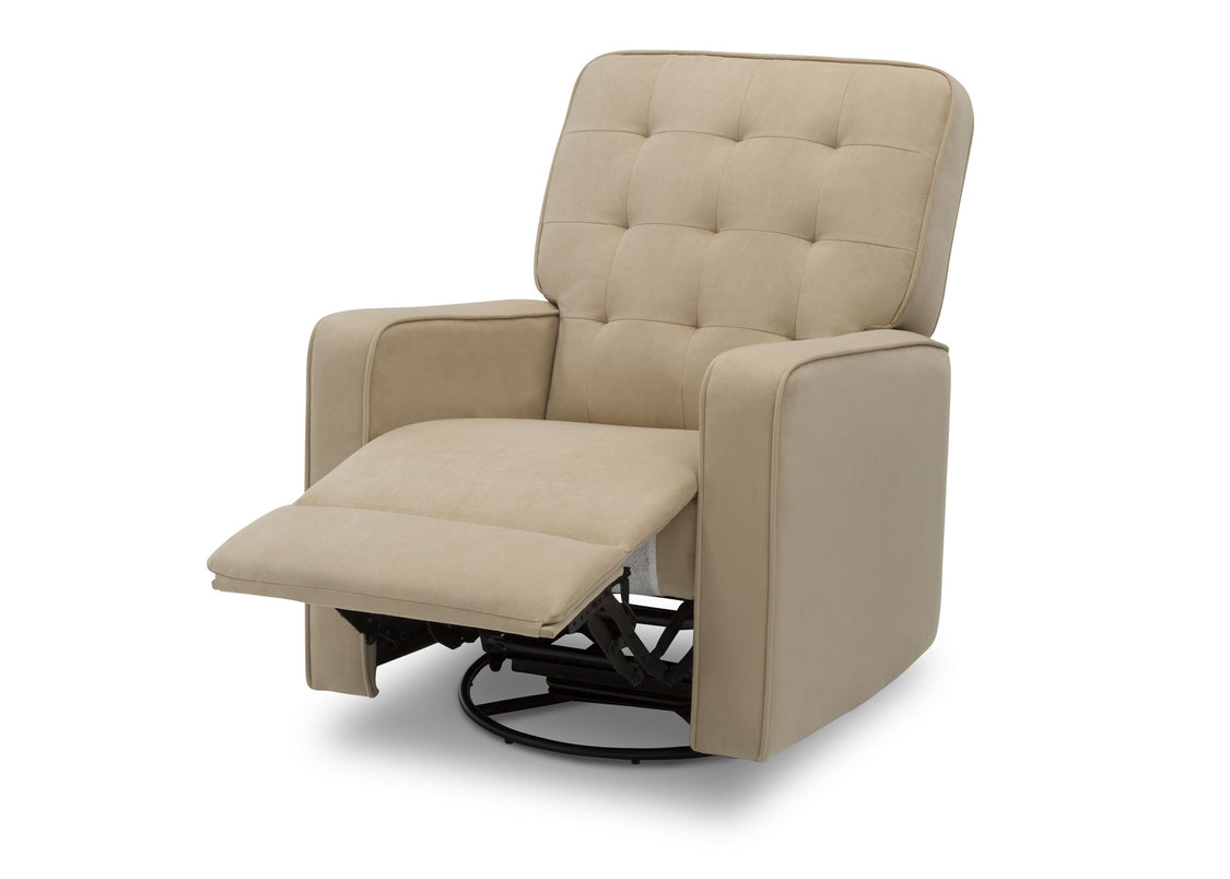 Delta Children Sisal (727) Garrison Nursery Glider Swivel Recliner, Left Reclined Silo View