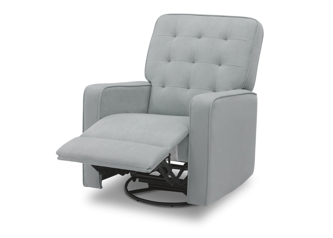 Delta Children Mist (934) Garrison Nursery Glider Swivel Recliner, Left Reclined Silo View