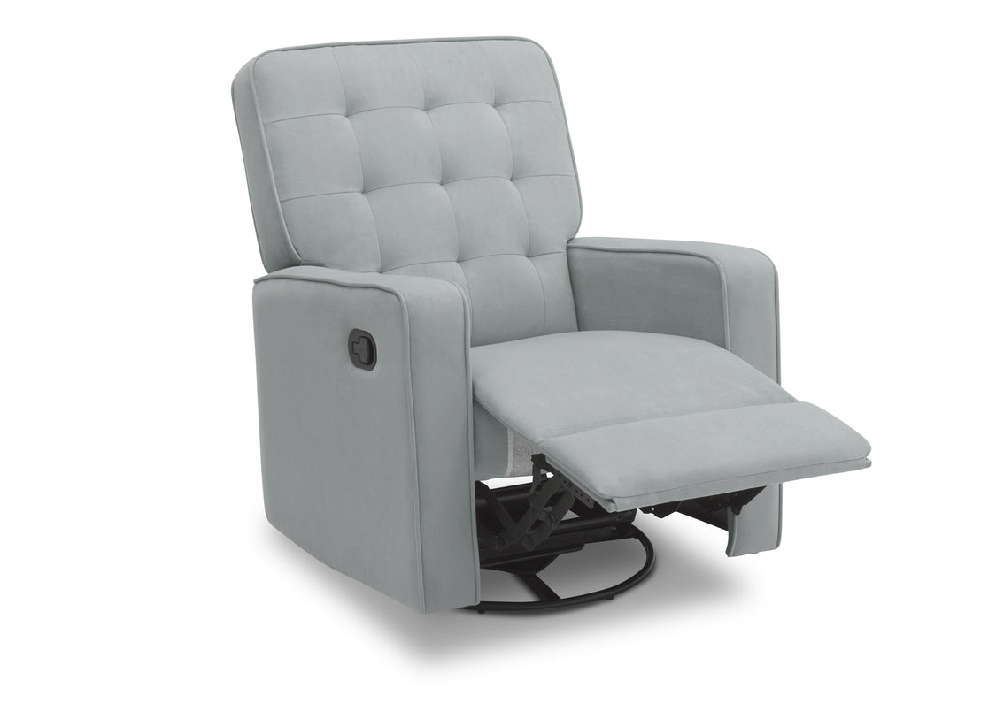 Delta Children Mist (934) Garrison Nursery Glider Swivel Recliner, Right Reclined Silo View