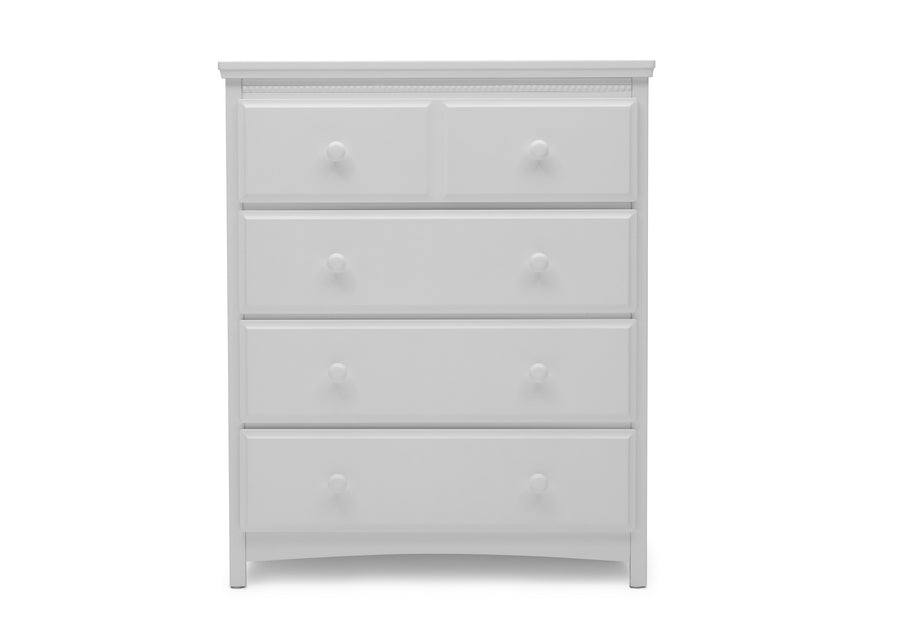Delta Children Bianca White (130) Emerson 4 Drawer Chest, Front Silo View 6-Emerson 4 Drawer Chest