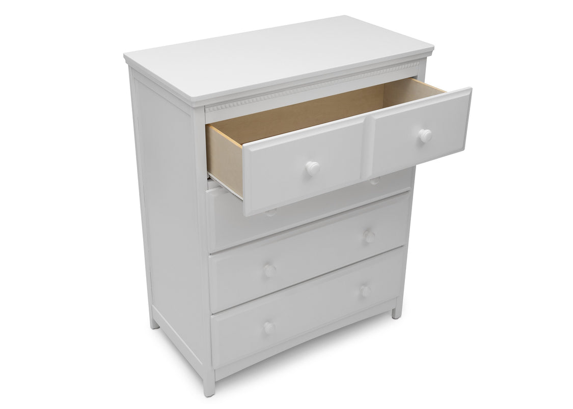 Delta Children Bianca White (130) Emerson 4 Drawer Chest, Open Drawer View