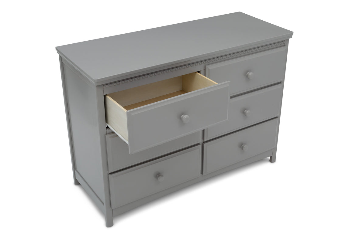 Delta Children Grey (026) Emerson 6 Drawer Dresser, Open Drawer View