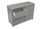 Delta Children Grey (026) Emerson 6 Drawer Dresser, Open Drawer View 4-Emerson 6 Drawer Dresser