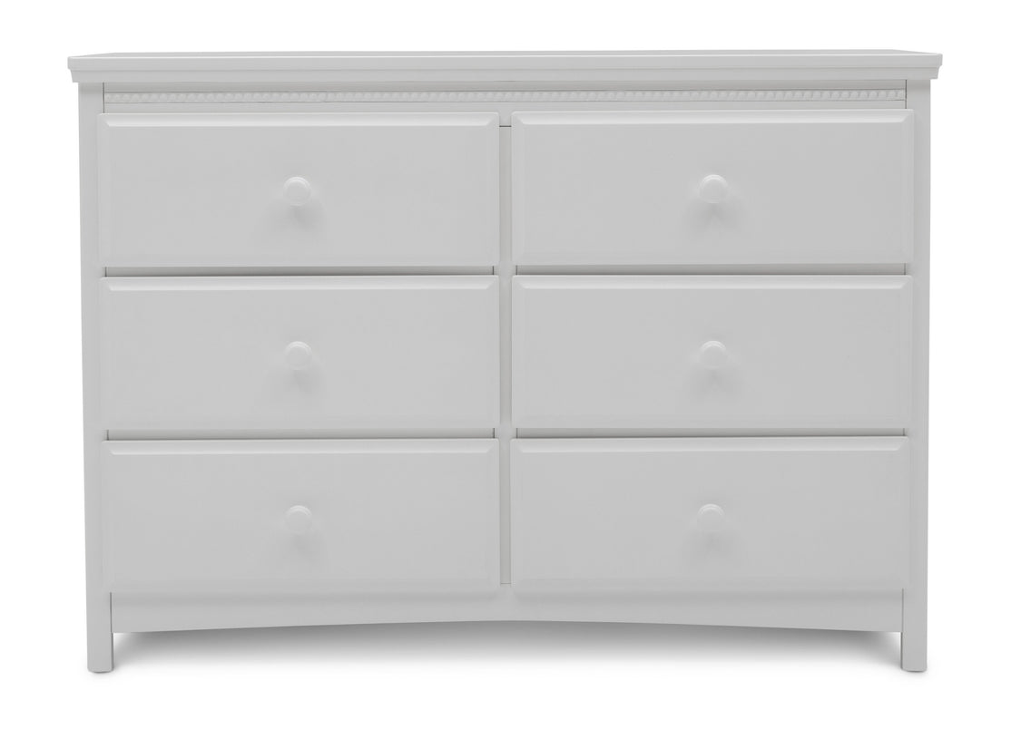 Delta Children Bianca White (130) Emerson 6 Drawer Dresser, Front Silo View