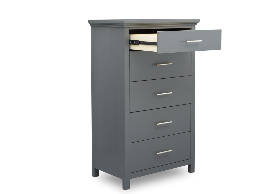 Simmons Kids Charcoal Grey (029) Avery 5 Drawer Chest, Right Silo Open Drawer View