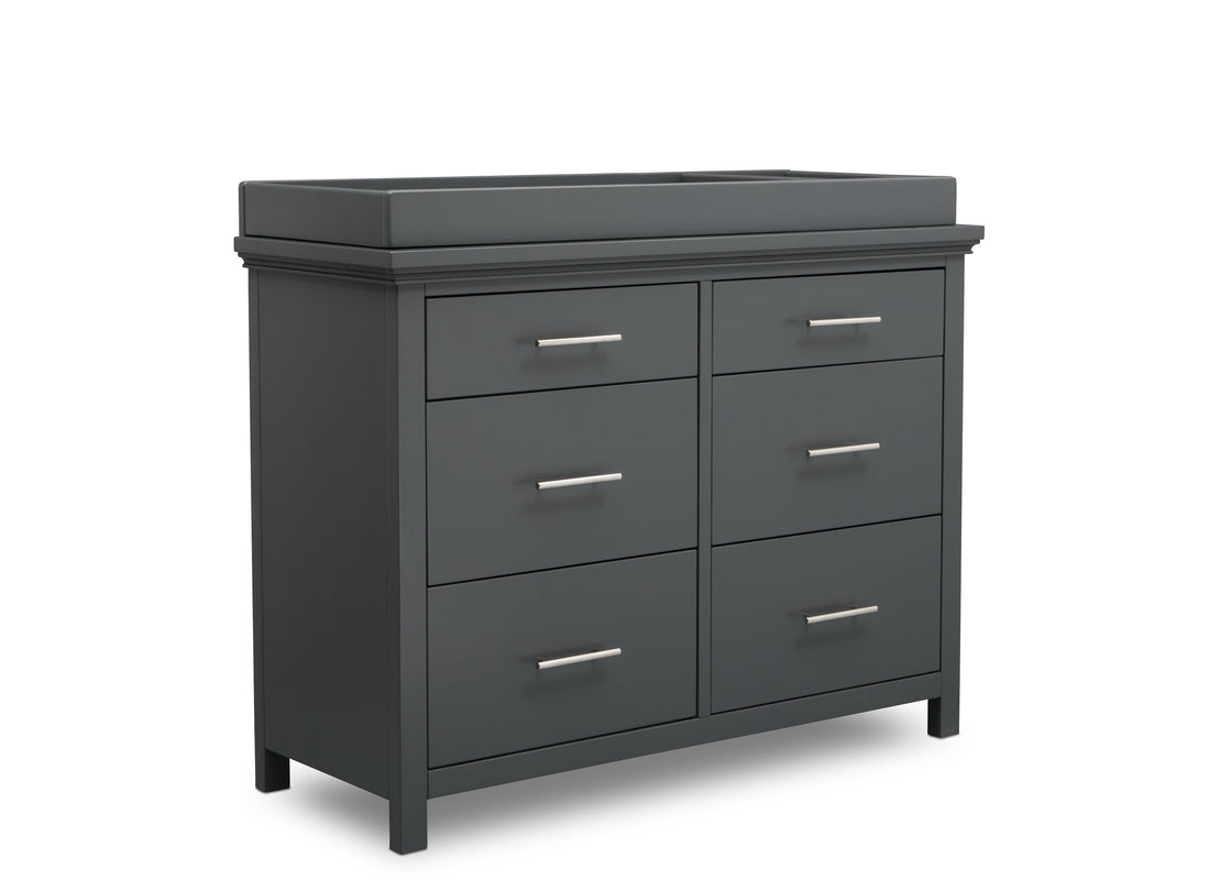 Simmons Kids Charcoal Grey (029) Avery 6 Drawer Dresser with Changing Top, Right Silo View 3 - Carousel