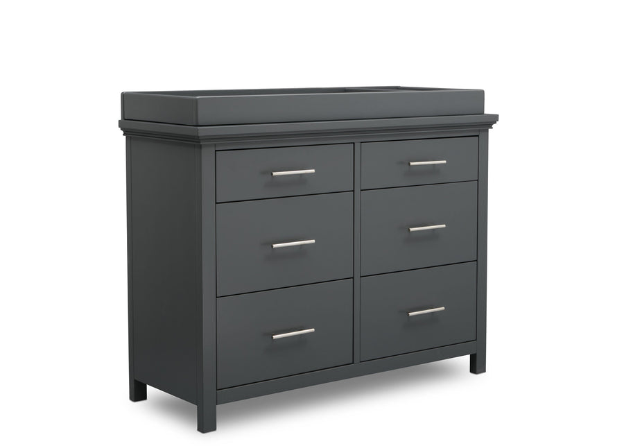 Simmons Kids Charcoal Grey (029) Avery 6 Drawer Dresser with Changing Top, Right Silo View 3-Avery 6 Drawer Dresser with Changing Top