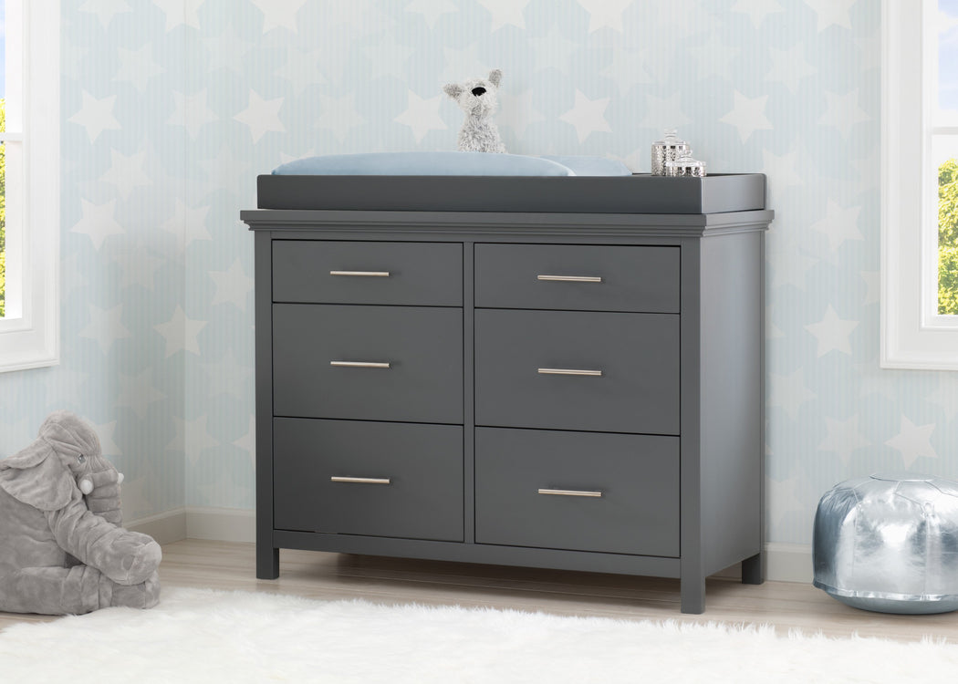 Avery 6 Drawer Dresser with Changing Top Charcoal Grey (029)