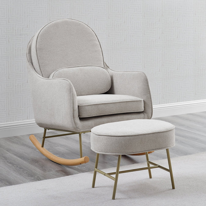 YourPick: Limestone with Melted Bronze & Natural (1419) 1-Ella Rocker & Ottoman with LiveSmart Evolve Fabric