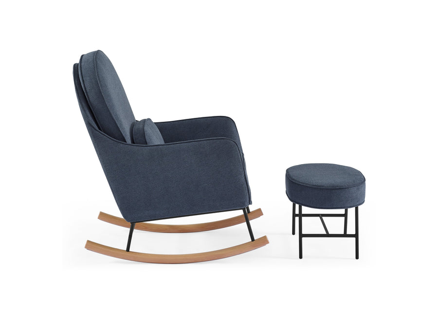 Slate Blue with Black & Natural (1421) 12-Ella Rocker & Ottoman with LiveSmart Evolve Fabric