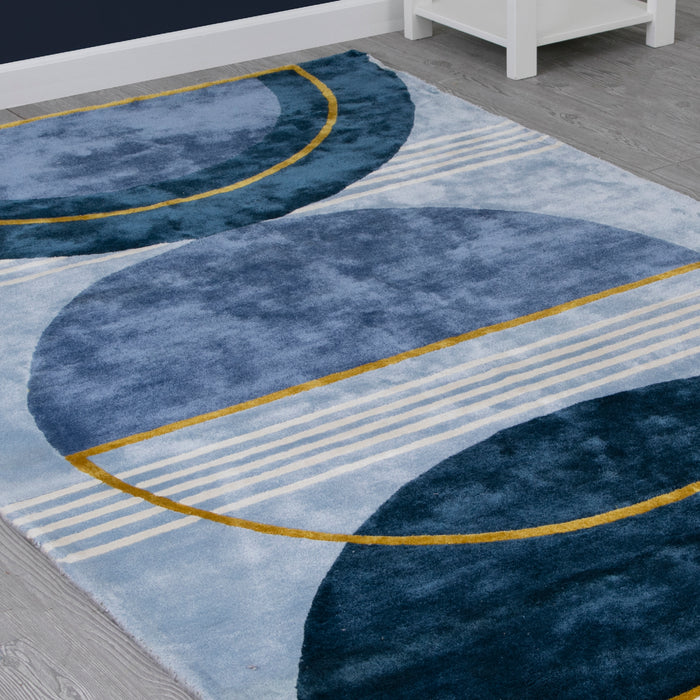 Assorted (999) 1-Blue Abstract Hand-Tufted Area Rug 5x8