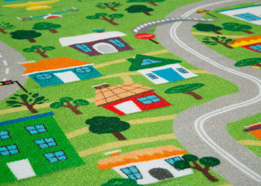 Beach Town (3404) 3-Extra Large Road Map Activity Rug for Girls and Boys - 78-inch L x 54-inch W
