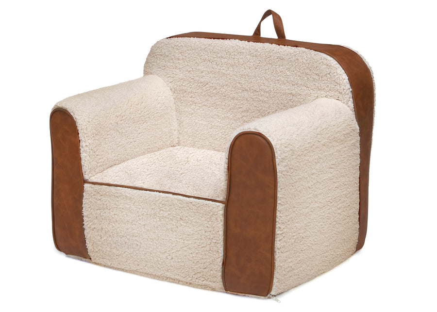 Cream Sherpa with Brown Leather (5047) 4-Cozee Sherpa and Faux Leather Chair for Kids