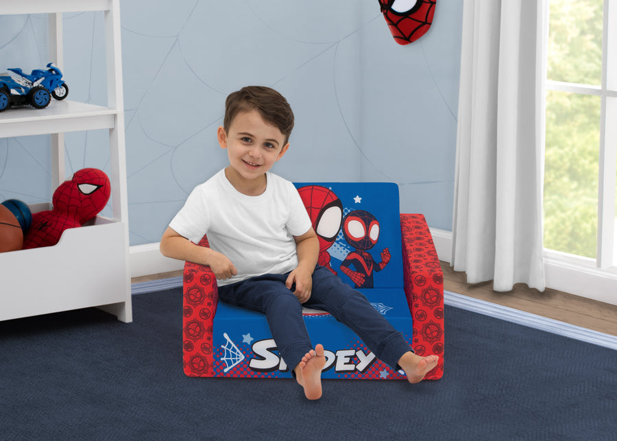Spiderman (624) 1-Marvel Spidey and His Amazing Friends Cozee Flip-Out Chair - 2-in-1 Convertible Chair to Lounger for Kids