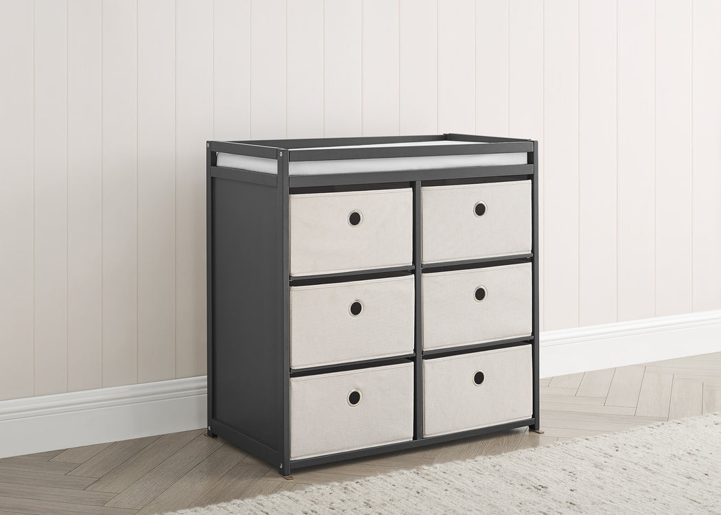 Hayes Fabric Bin ChangerCharcoal Grey with Flax (1511)