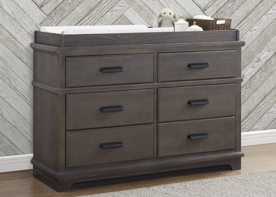 Rustic Grey (084) 6-Asher 6 Drawer Dresser with Changing Top