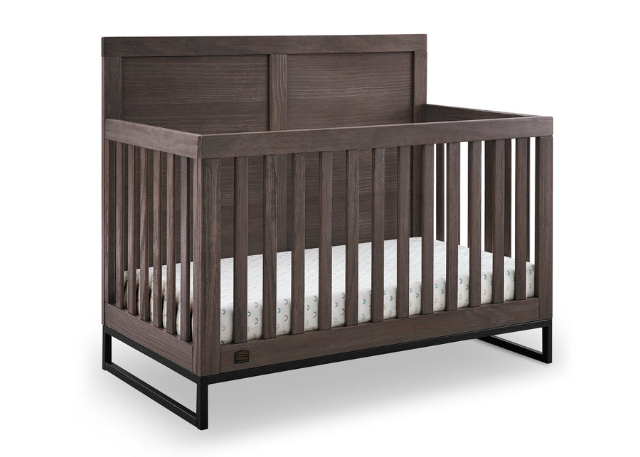 DCB: Rustic Grey with Matte Black (1469) 10-Foundry 6-in-1 Convertible Crib