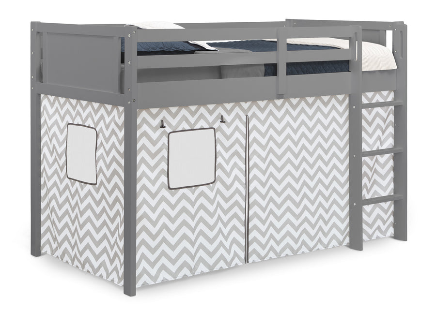 DCB: Grey Chevron (1049) 7-Bed Tent - Curtain Set for Twin Loft or Bunk Bed (Bed Sold Separately)