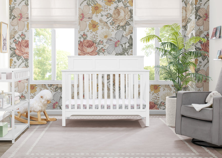Bianca White (130) 9-Sweet Beginnings Hart Flat Top 6-in-1 Convertible Crib