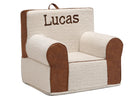 Cream Sherpa with Brown Leather (5047) 2-Personalized Deluxe Cozee Sherpa and Faux Leather Chair for Kids